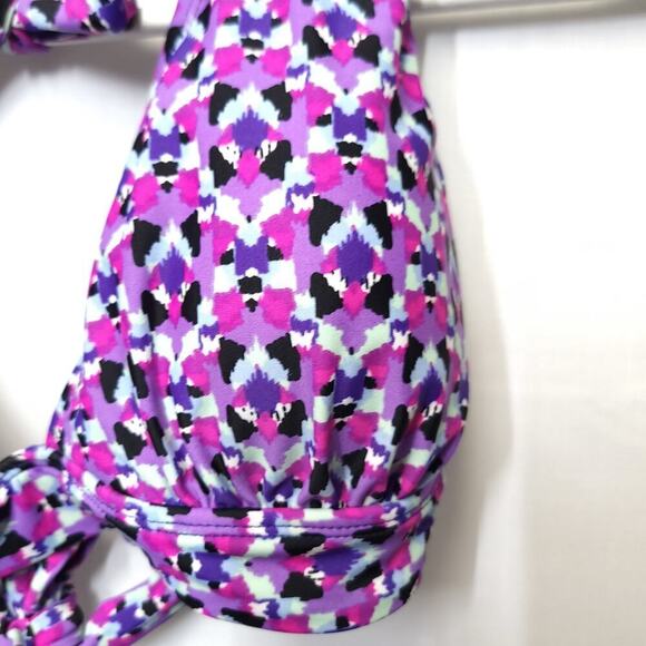 Old Navy Bikini Top Size Large Purple Black Pattern Padded Swim Top Swimsuit​​ - Picture 3 of 9